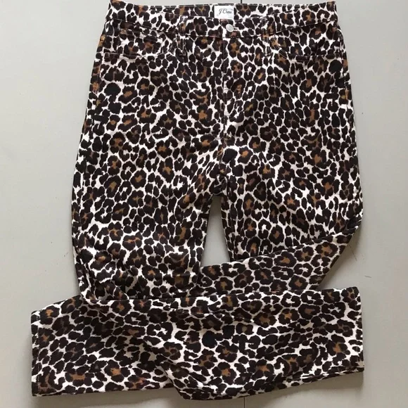 J. CREW ReImagined High Rise Animal Print Pants Stretch Corduroys Jeans - Picture 5 of 12